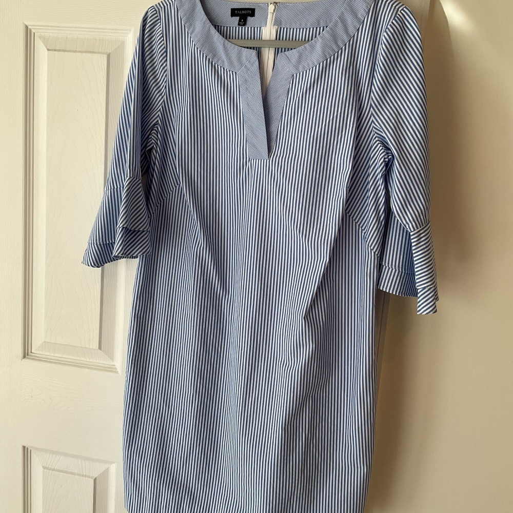Talbots Blue and White Striped Dress